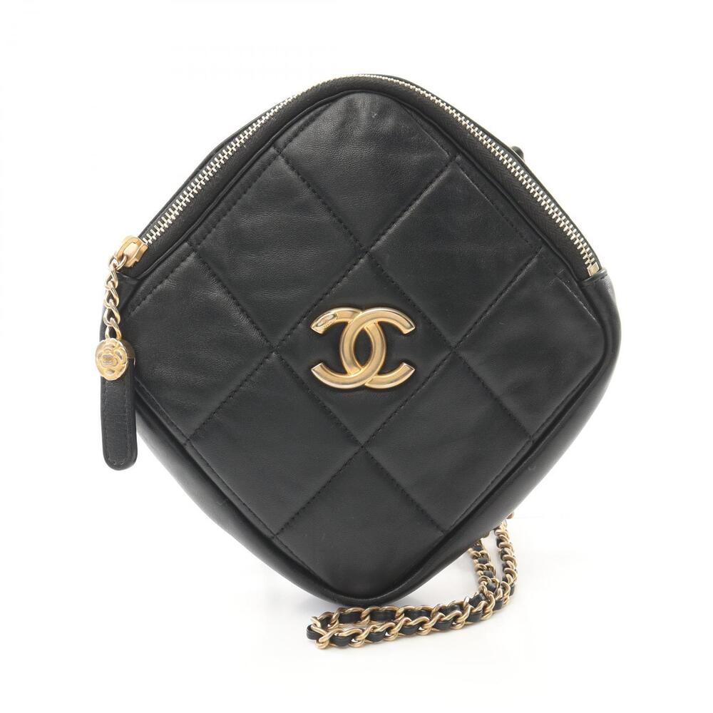 Chanel Matelasse Shoulder Bag Lambskin Sheepskin Leather Black
